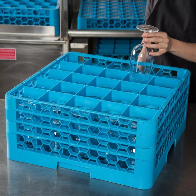 OptiClean™ 25-Compartment Divided Glass Rack with 3 Extenders 8.72