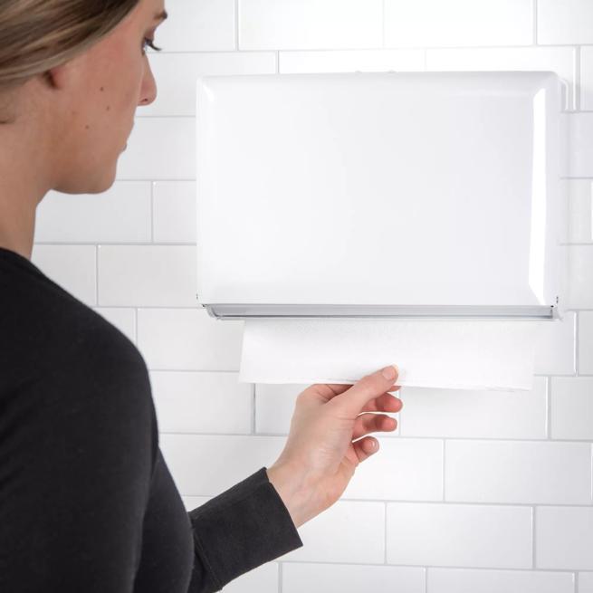 Singlefold Towel Dispenser, White Metal | CFS Brands