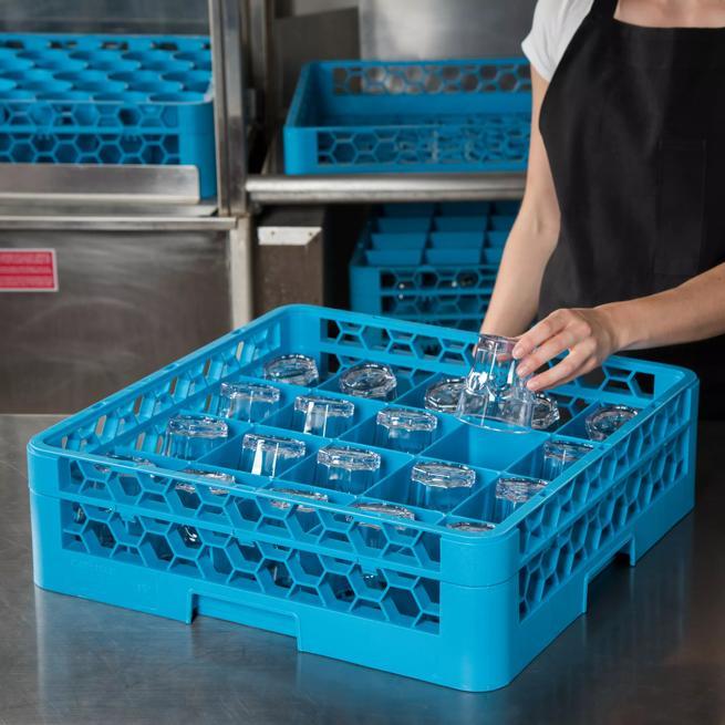 OptiClean™ 20-Compartment Divided Tilted Glass Rack with 1 Open