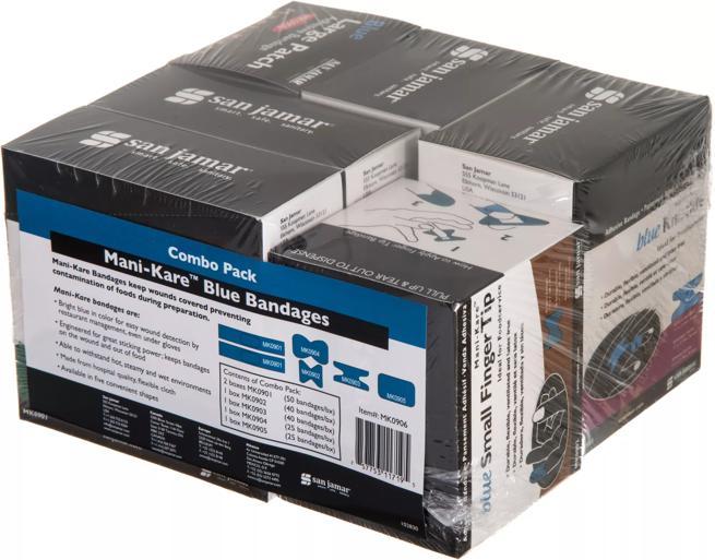 San Jamar Mani-Kare Latex-Free Blue Knuckle Bandage Cartridge (3 Cartridges, 30 Total Bandages)