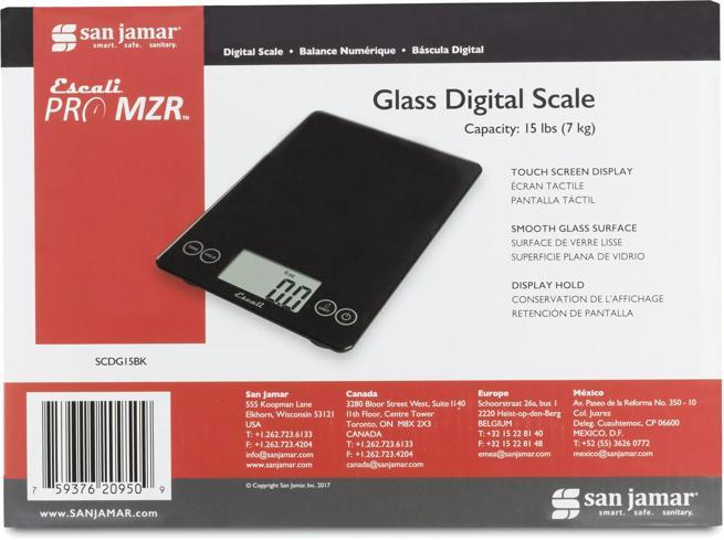 GLASS DIGITAL SCALE 15 LLB / 7 KG - BLACK | CFS Brands