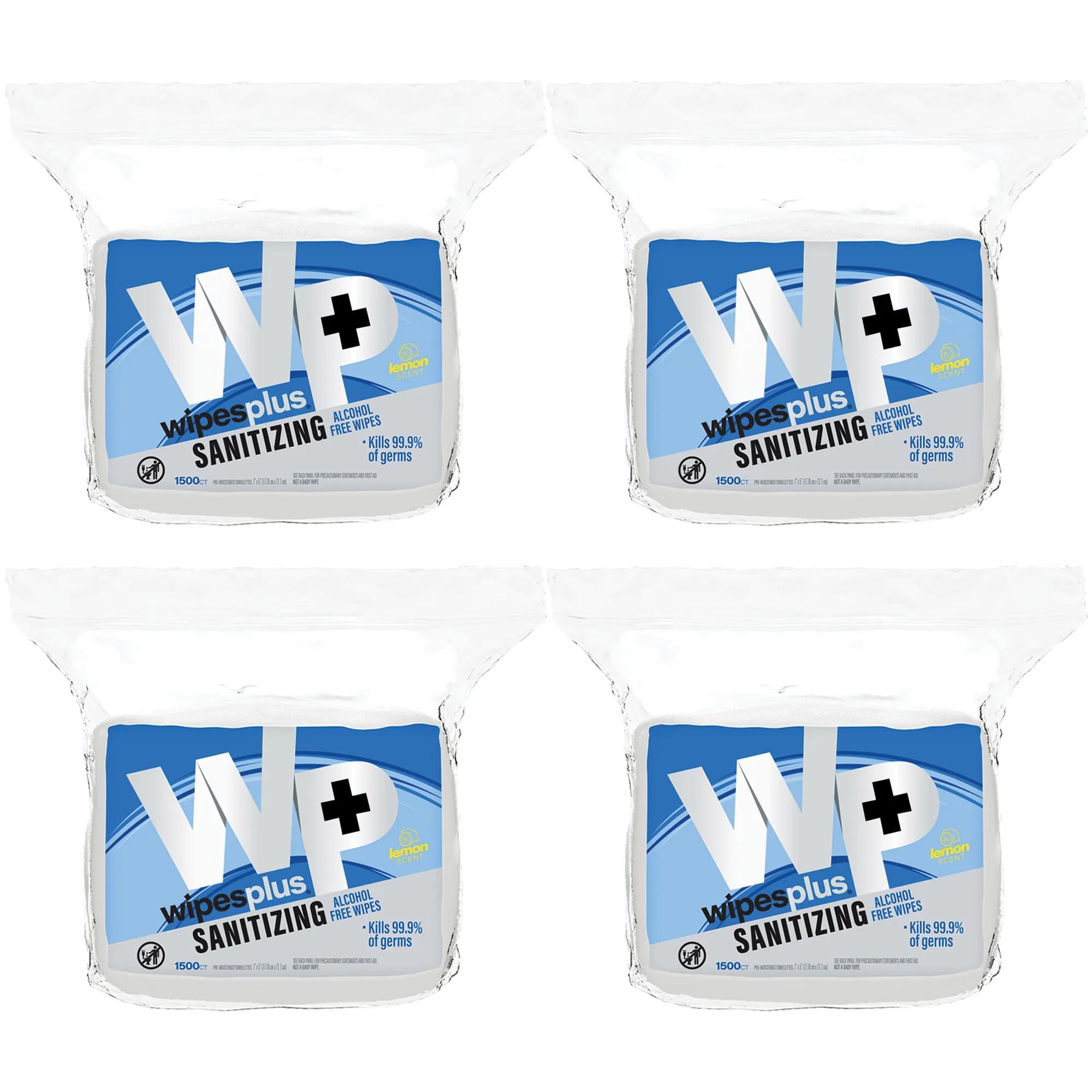 WipesPlus® 1500ct Hand Sanitizing Alcohol Free Wipes, Refill Bag 4